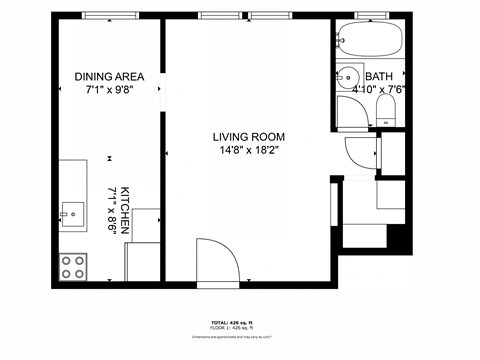 a floor plan of a house with a bedroom and a living room